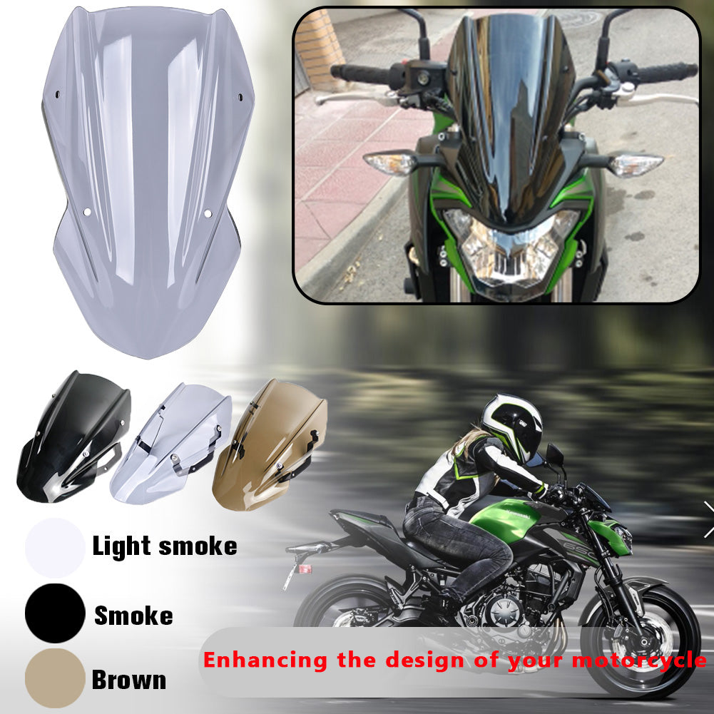 For 2017 2018 2019 Kawasaki Z650 Z 650 2017-2019 Motorcycle Windshield Windscreen Flyscreen Wind Deflector w/ Mounting Bracket