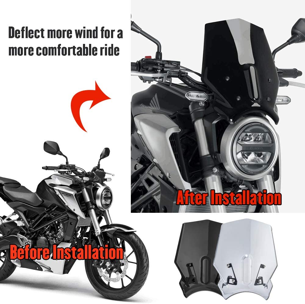 Motorcycle Sports Windshield WindScreen Airflow Wind Deflector Visor 2018-2022 For Honda CB125R CB300R CB250R Accessories