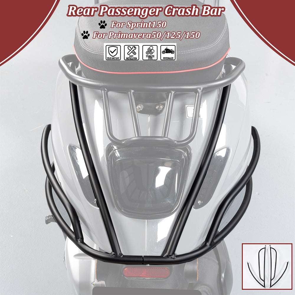 Wolfline For Vespa Primavera 50 125 150 2014-2023 Rear Passenger Crash Bar Sprint150 Sprint 150 Motorcycle Frame Protection Bumper