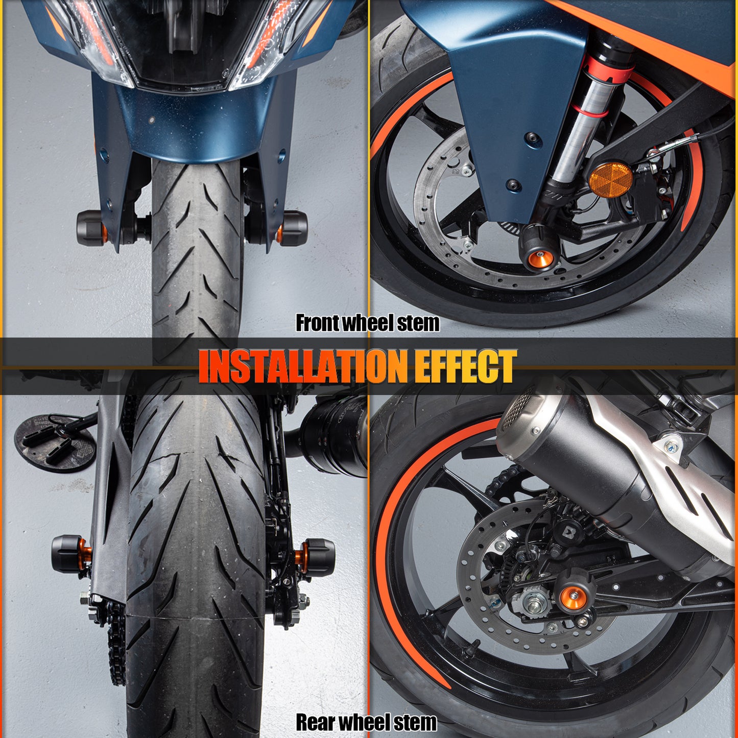 Wolfline RC390 Front Rear Wheel Protector Axle Fork Slider Crash Pads For KTM RC 390 2022 2023 Motorcycle Accessories