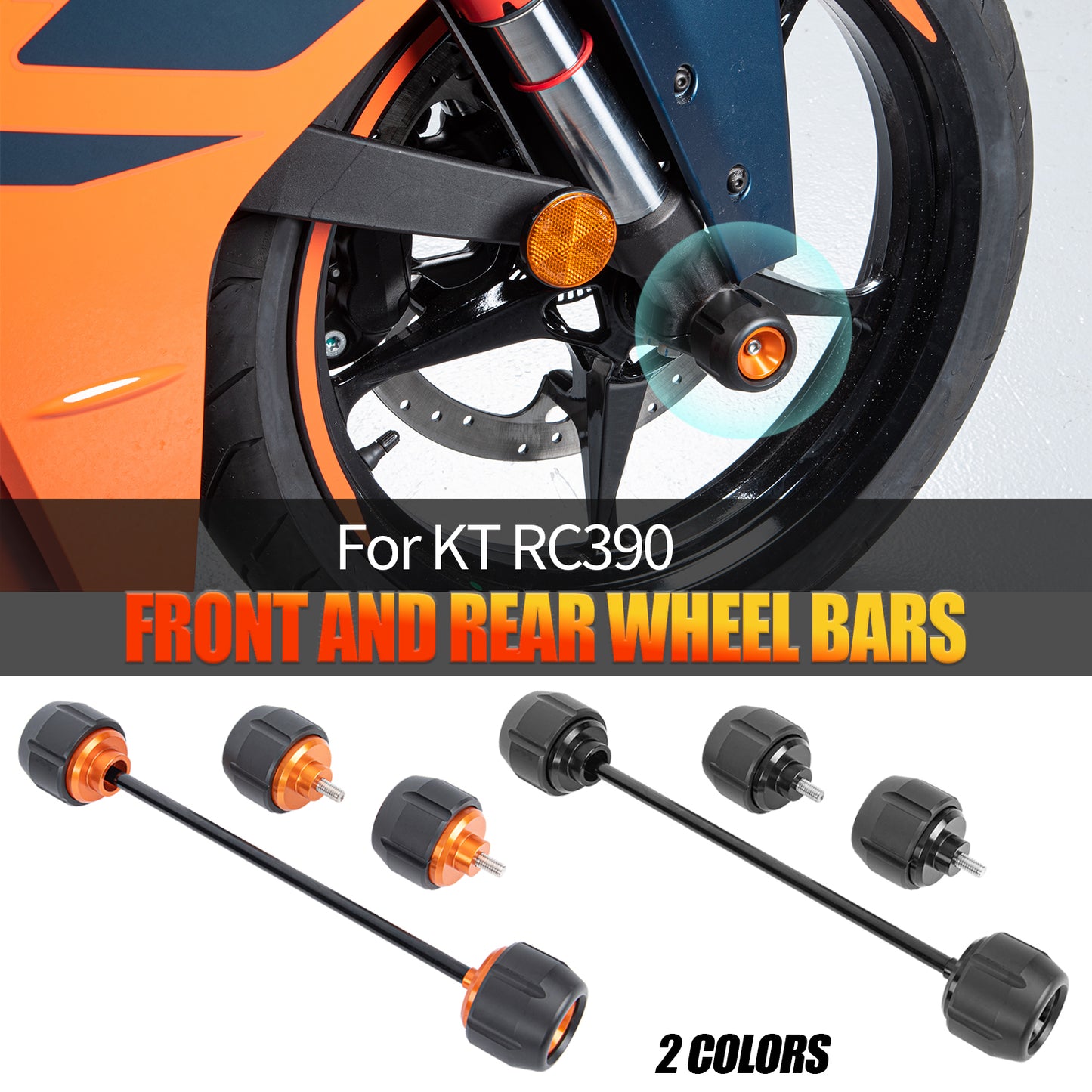 Wolfline RC390 Front Rear Wheel Protector Axle Fork Slider Crash Pads For KTM RC 390 2022 2023 Motorcycle Accessories