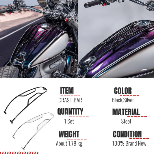 Wolfline Motorcycle Gas Fuel Tank Guard Bumper Crash Bar Buffer Falling Frame Protector For BMW R 18 R18 Classic 2020 2021 2022 2023