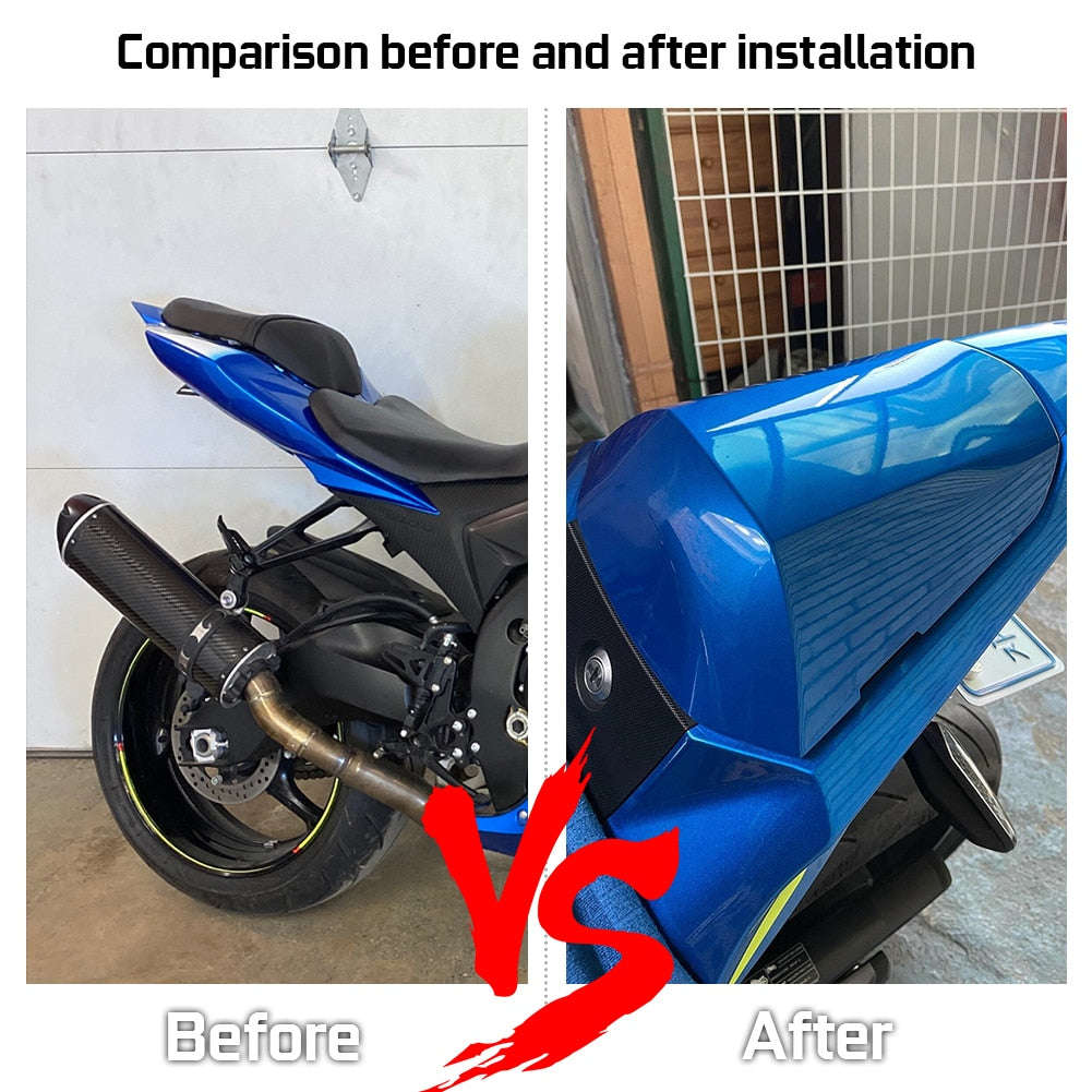 Wolfline Motorcycle Rear Seat Cover Cowl Solo Fairing for Suzuki GSXR 1000 GSX-R1000 2017-2023 2019 2020 2021 GSXR1000 Pillion Carbon Red