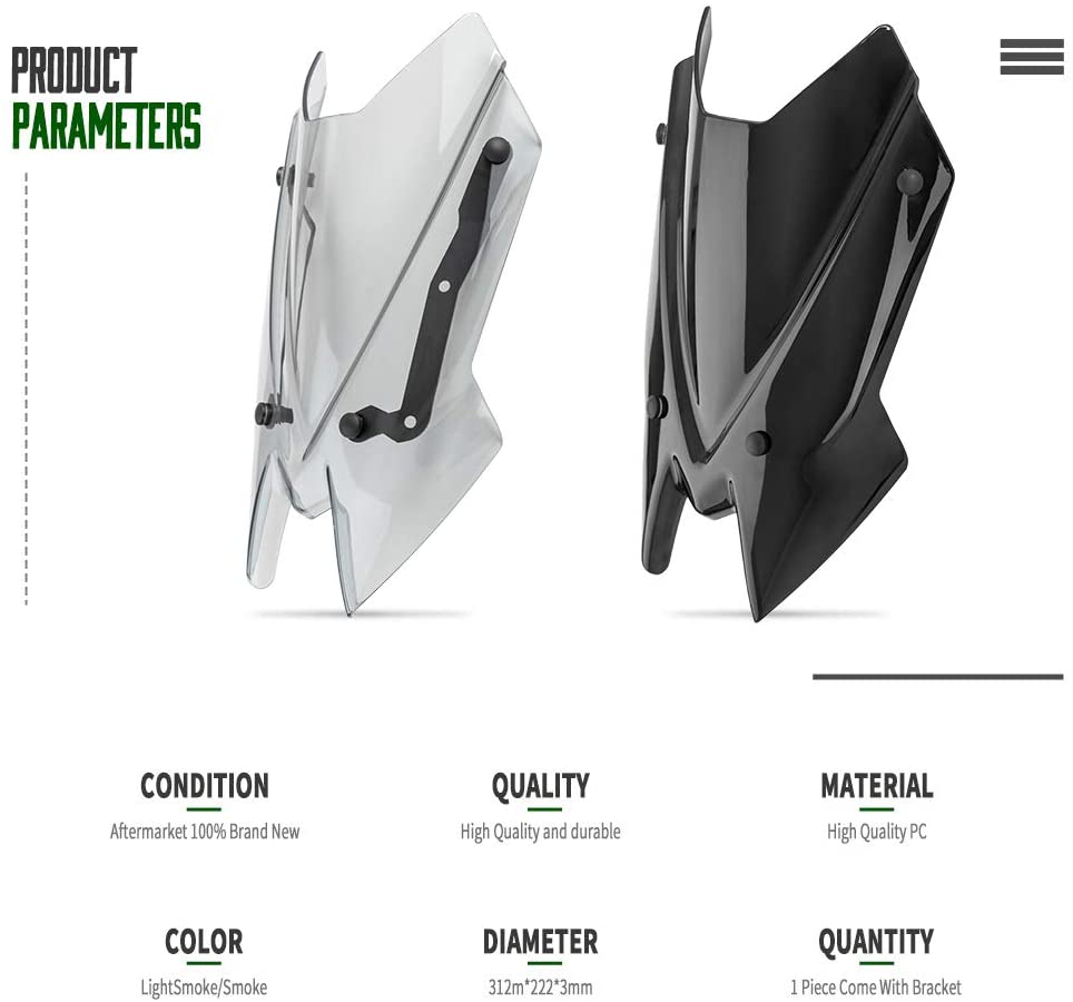 Z650 Windscreen Touring Windshield Flyscreen Airflow Wind Deflectors Visor for Kawasaki Z 650 2020 2021 2022 2023 Motorcycle