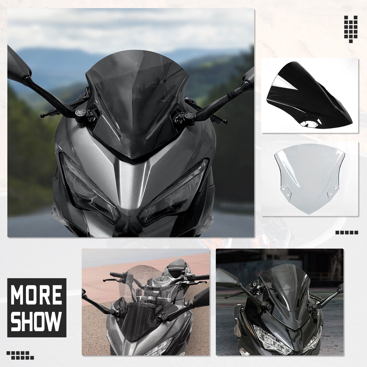 Windscreen Windshield For Kawasaki Ninja 400 2018-2023 2019 2020 2021 2022 Wind Deflector Spoiler