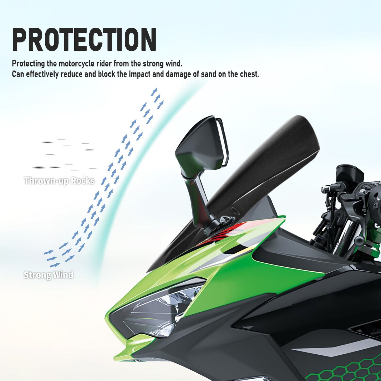 Windscreen Windshield For Kawasaki Ninja 400 2018-2023 2019 2020 2021 2022 Wind Deflector Spoiler