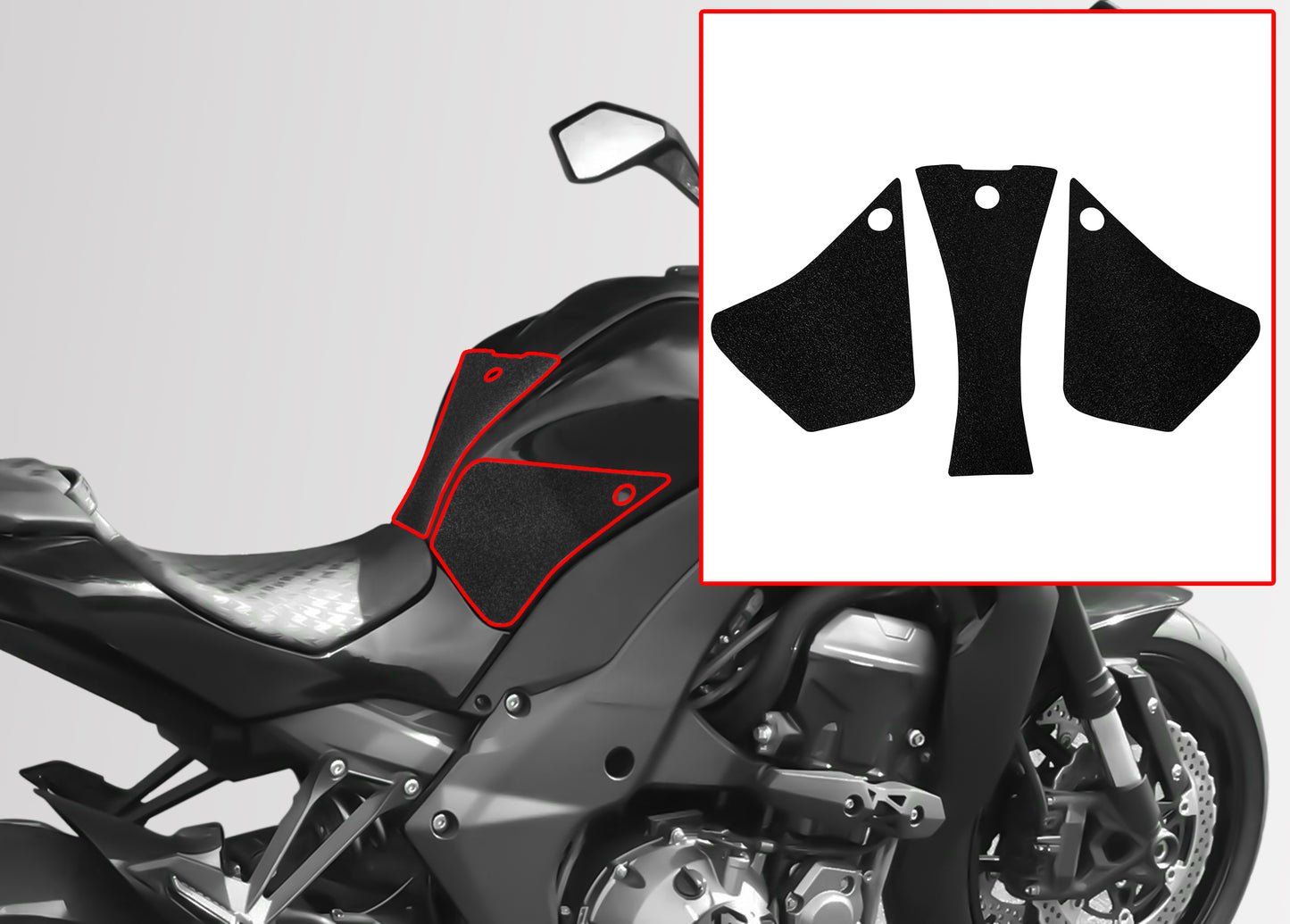 Wolfline Motorcycle Anti Slip Tank Pad Stickers Side Gas Tank Pad Knee Grip Decals Protection For Kawasaki Z1000 Z 1000 2015 2016 2017 2018 2019 2020 2021