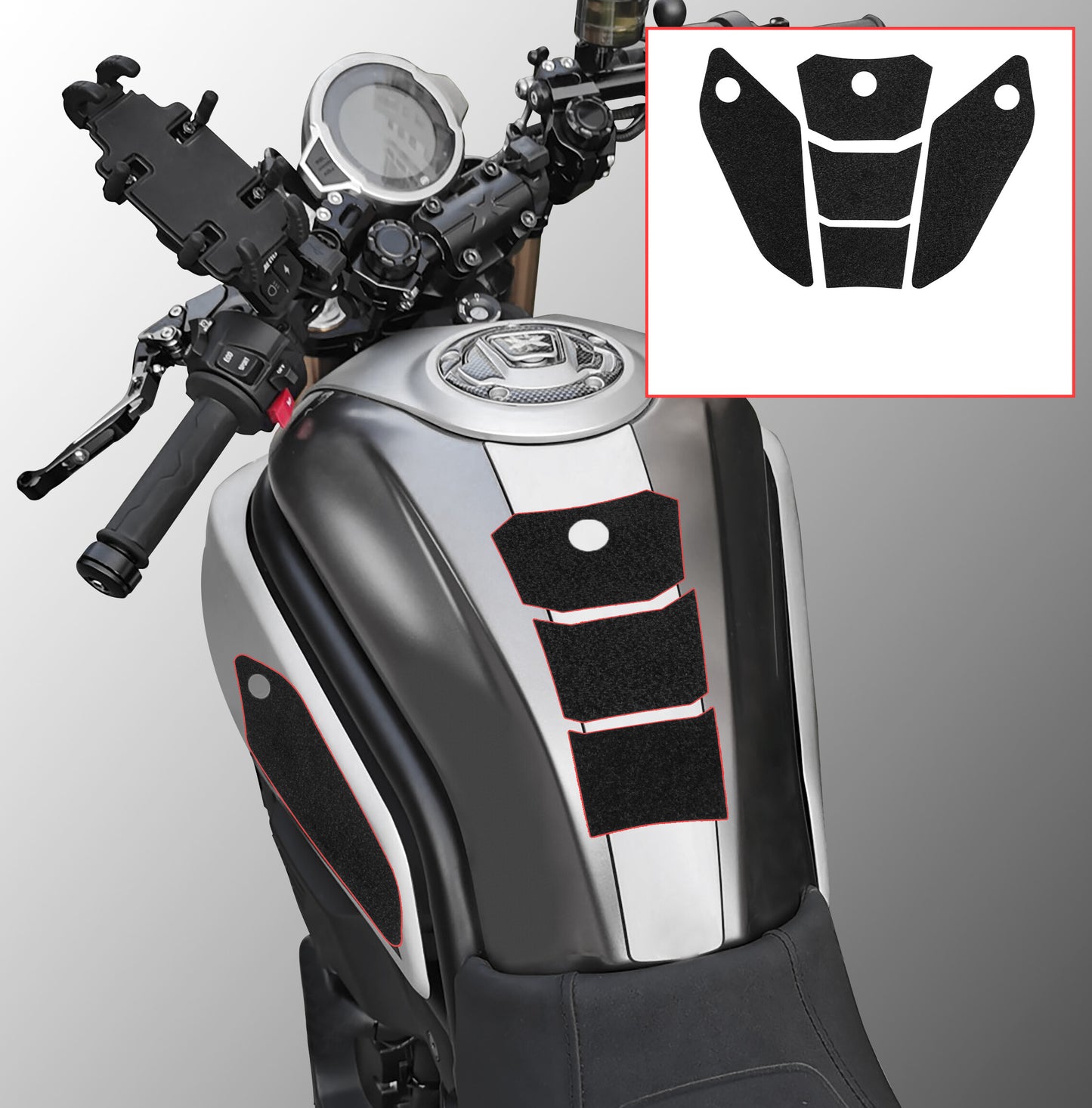 Wolfline Motorcycle Anti Slip Tank Pad Stickers Side Gas Tank Pad Knee Grip Decals Protection For CFMOTO 700 CL-X CLX 2021 2022