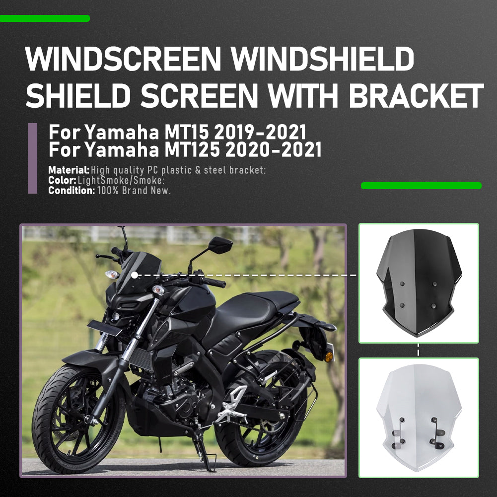 Windscreen Windshield For 2019-2023 Yamaha MT-15 MT15 MT 15 Wind Deflector with Bracket