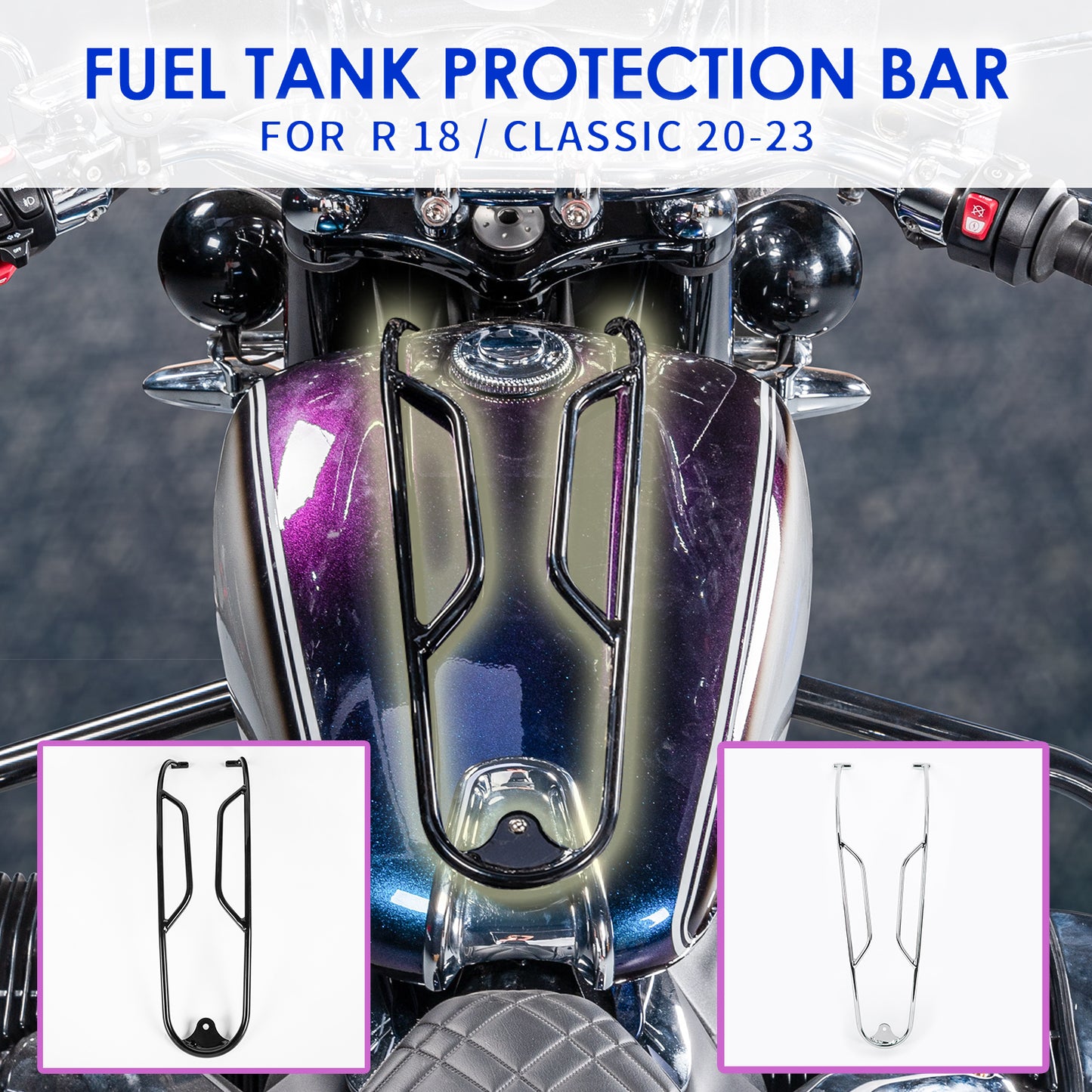 Wolfline Motorcycle Gas Fuel Tank Guard Bumper Crash Bar Buffer Falling Frame Protector For BMW R 18 R18 Classic 2020 2021 2022 2023