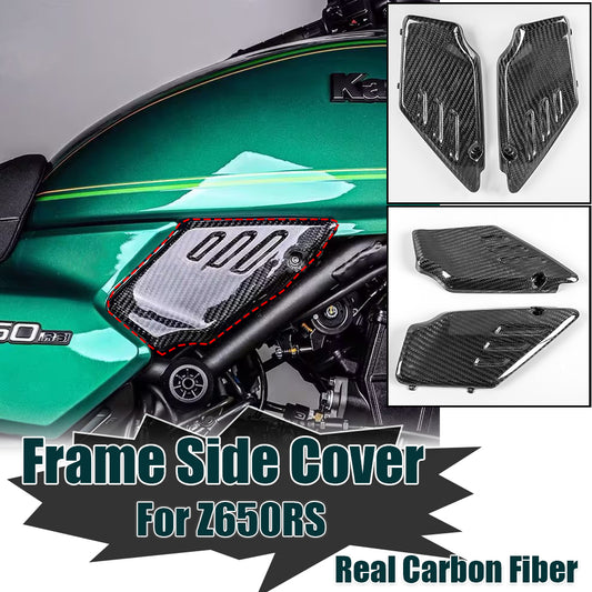 Wolfline Motorcycle Accessories Front Frame Side Cover For Kawasaki Z650RS 2022 2023 Real Carbon Fiber Cowl Panel Trim Body Fairings