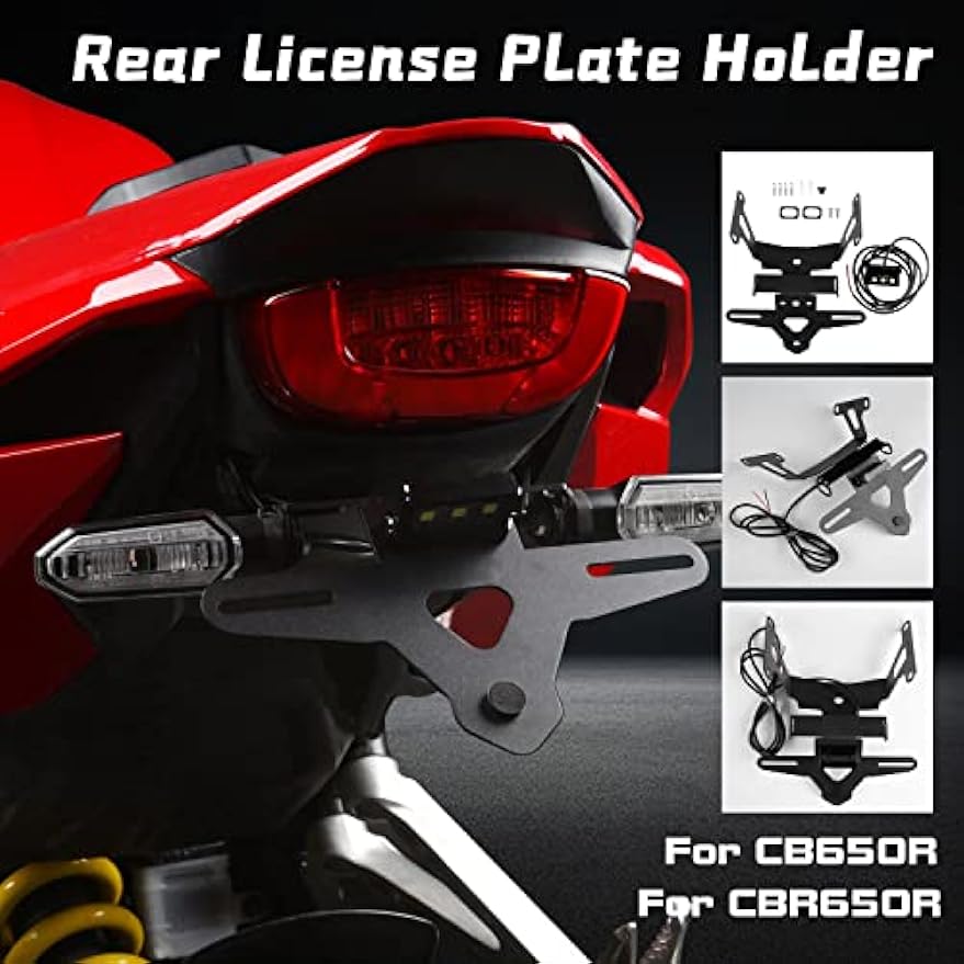 Motorcycle license Number Plate Bracket Holder for 2021-2023 Honda CB650R CBR650R CB 650 R CBR 650 R CB 650R CBR 650R 2022 Tail Tidy Fender Eliminator Kit w/ LED Light