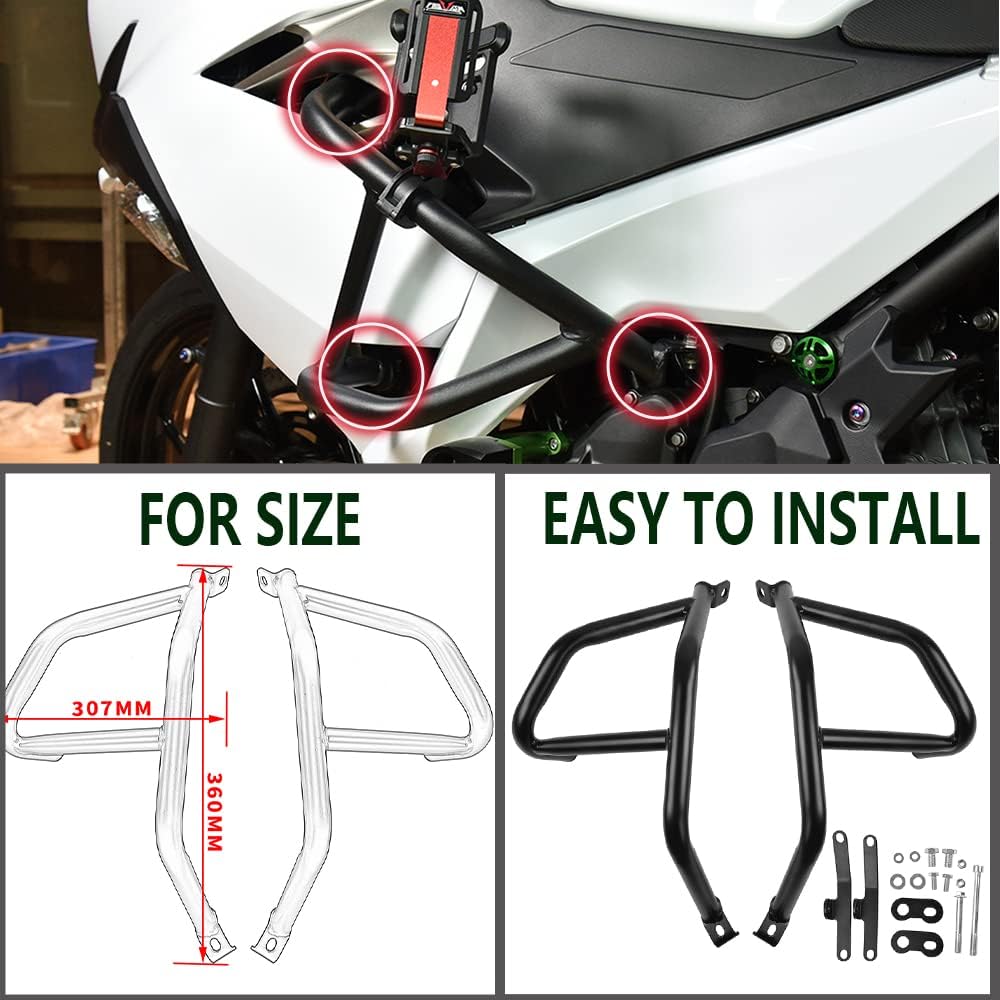 Wolfline Engine Guard Crash Bar for Kawasaki Ninja 400 250 2018-2023 2019 2020 2021 2022