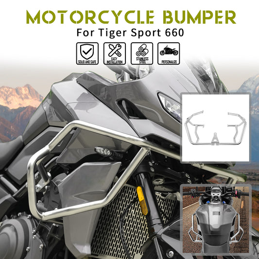 Wolfline Motorcycle Crash Bar Engine Guard Bumper Upper Frame Falling Protector For Triumph Tiger Sport 660 2022 2023 Stainless Steel