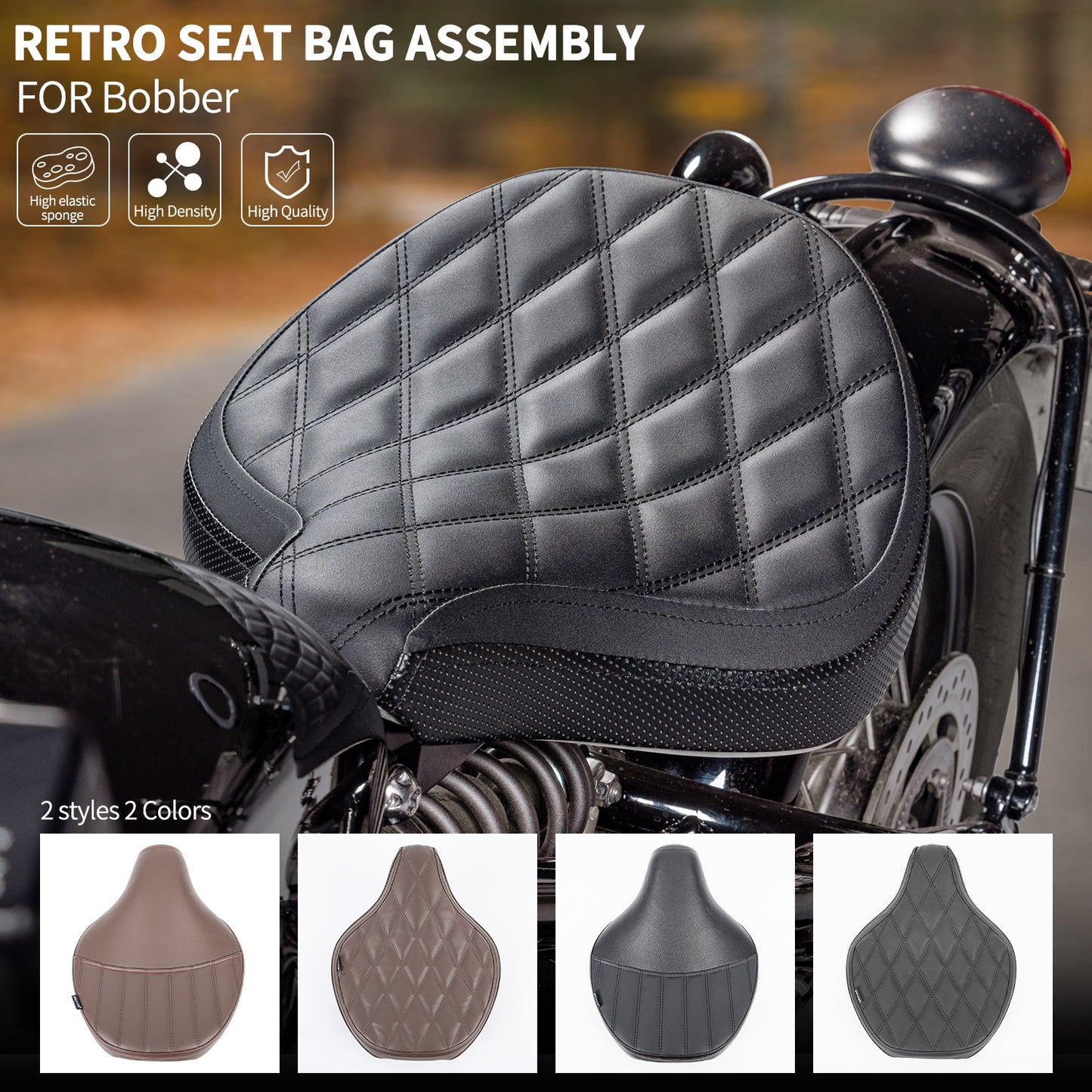 Wolfline Front Driver Solo Seat Cover For Triumph Bobber 2017 2018 2019 2020 2021 2022 2023 Thicken Cushion Vintage Motorcycle Pillion Seat