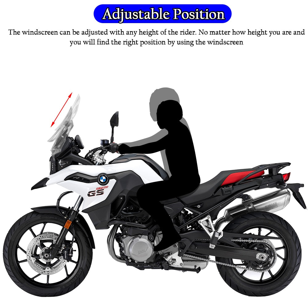 Wolfline Adjustable Height Length Windshield For 2018-2022 BMW F750GS F850GS Airflow Windscreen Extension Wind Deflector Shield Flyscreen