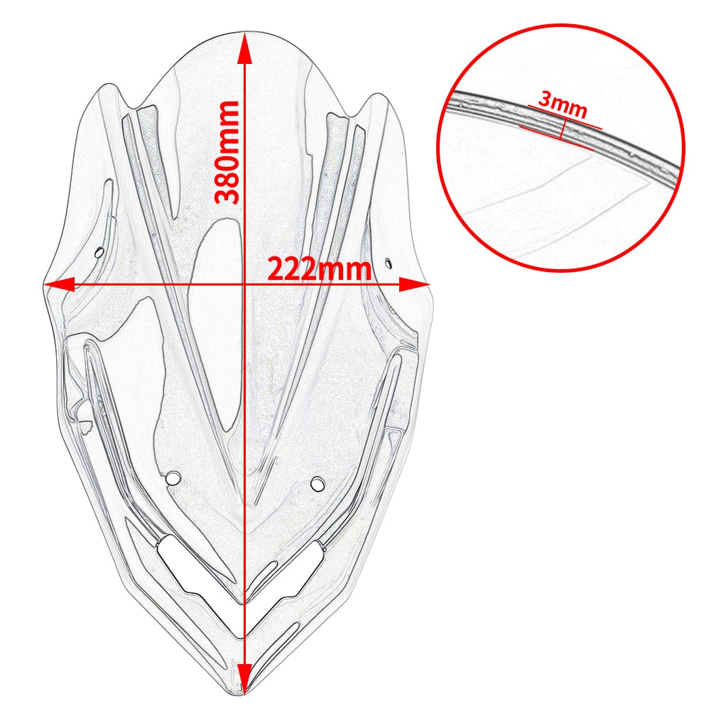 Motorbike Windshield Windscreen Wind Deflector Double Bubble For Kawasaki Z900 Z 900 ZR900 2017 2018 2019 Motorcycle Accessories