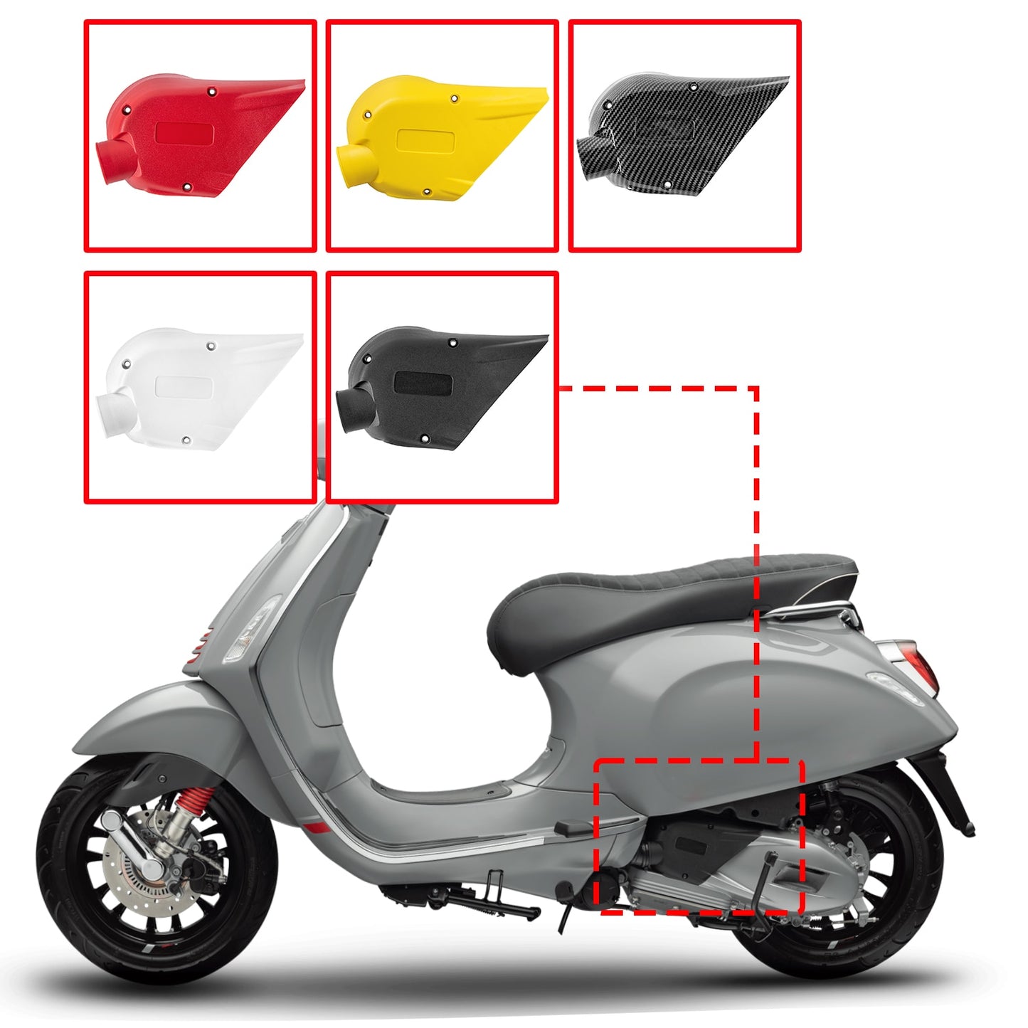 Wolfline Motorcycle Engine Cover Transmission Case Compound Box Guard For Vespa Sprint Primavera 50/125/150 2014-2021 Gearbox Shell Parts