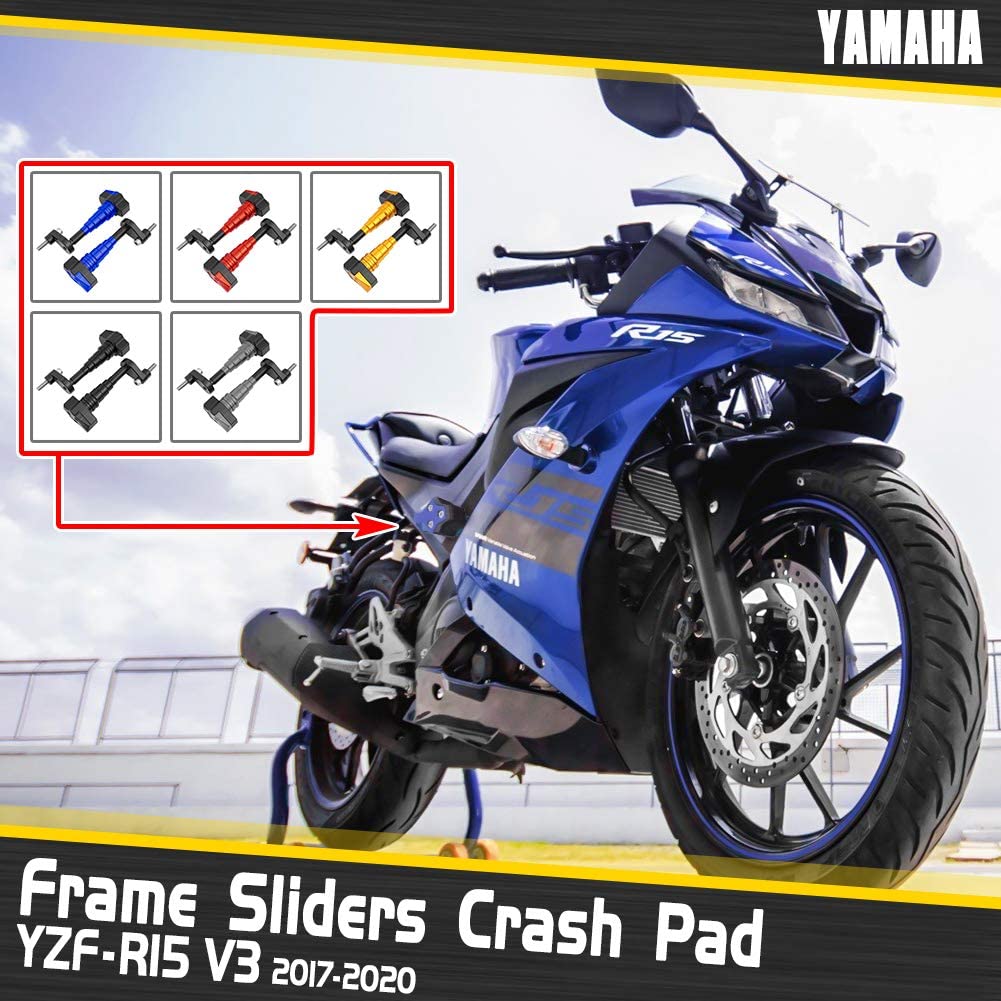 Wolfline Motorcycle Frame Slider Engine Guard Stator Cover Crash Pad Falling Protector for 17 18 2019 2020 Yamaha YZF R15 V3 Accessories