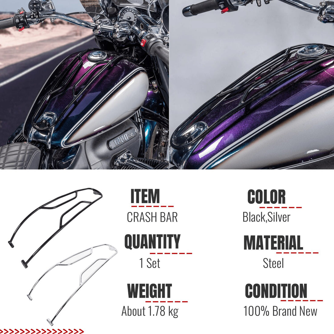 Wolfline Motorcycle Gas Fuel Tank Guard Bumper Crash Bar Buffer Falling ...