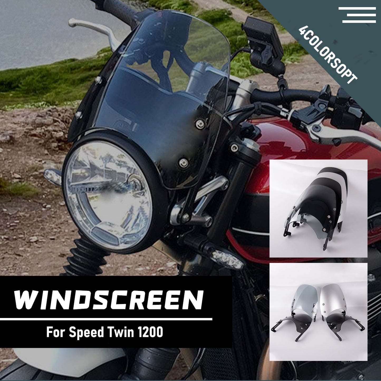 Motorcycle Windscreen Windshield Wind Air Flow Deflector With Bracket For Triumph Speed Street Twin 1200 2019 2020 Smoke