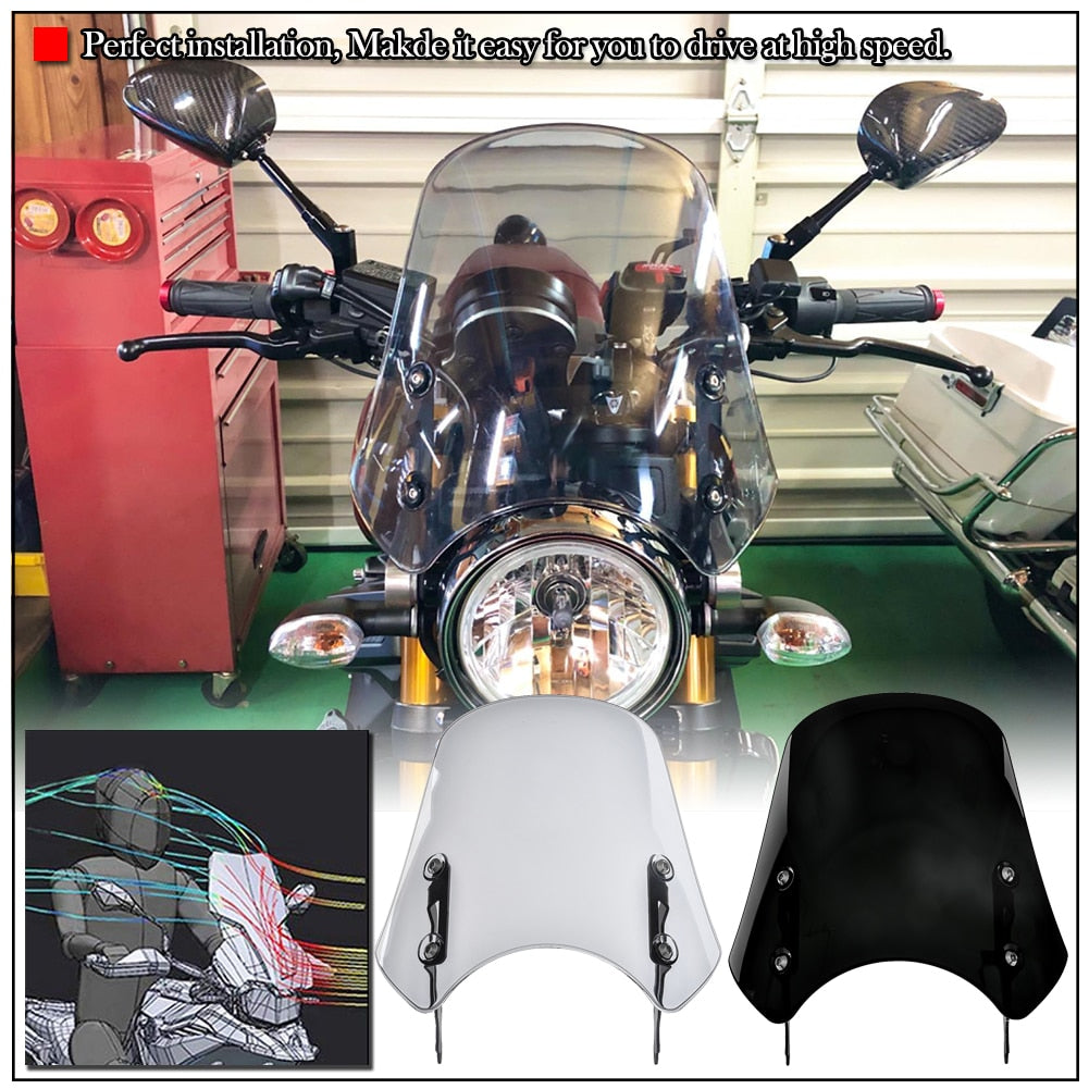 Motorcycle Windscreen Windshield Wind Deflector Flyscreen with Mounting Hardware For Yamaha XSR900 XSR 900 2016-2021 2017 2018