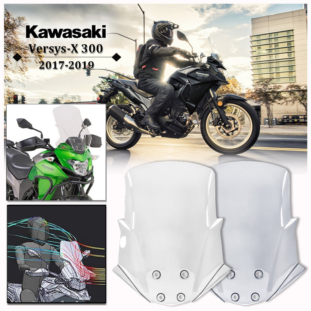 Windscreen For Kawasaki Versys-X 300 Versys X300 2017 2018 2019 2020 2021 Flyscreen Windshield Wind Deflector Motorcycle Parts