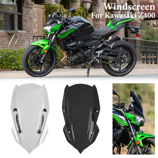 Wolfline Z250 Z400 Accessories Motorcycle Windshield Windscreen Wind Deflector Flyscreen Protector for 2019-2023 2021 2022 2020 Kawasaki Z 400 250