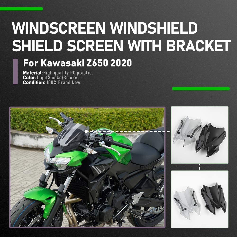 Z650 Windscreen Touring Windshield Flyscreen Airflow Wind Deflectors Visor for Kawasaki Z 650 2020 2021 2022 2023 Motorcycle