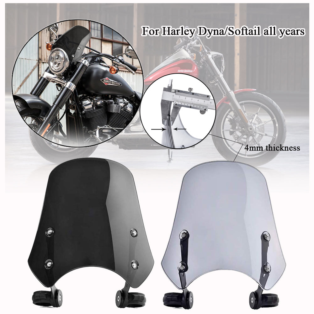 Motorcycle Windscreen Windshield Air Flow Deflector Flyscreen For Harley Dyna FXDF Street Bob Super Glide Softail Deluxe 500 750
