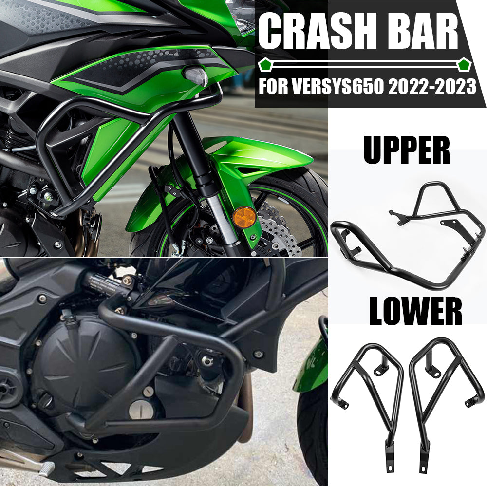 Wolfline For Kawasaki Versys 650 2022 2023 Upper Lower Engine Guard Highway Crash Bar Motorcycle Frame Protection Bumper Versys650 KLE650 Accessories