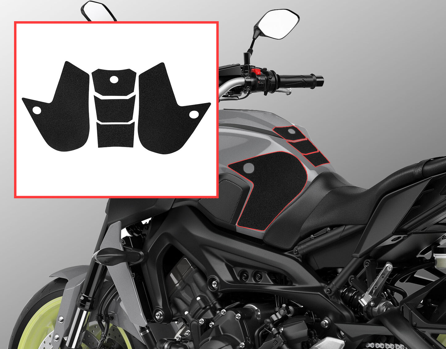 Wolfline Motorcycle Anti Slip Tank Pad Stickers Side Gas Tank Pad Knee Grip Decals Protection For Yamaha MT09 MT 09 2013 2014 2015 2016 2017 2018 2019 2020