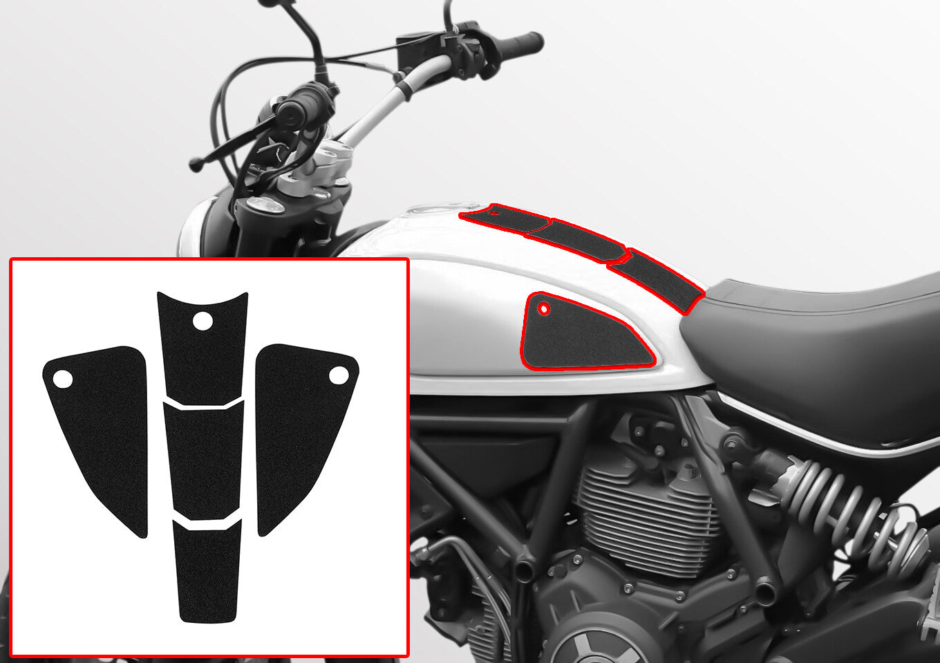 Wolfline Motorcycle Anti Slip Tank Pad Stickers Side Gas Tank Pad Knee Grip Decals Protection For Ducati Scrambler 800CC  Classic/Flat Track Pro/Full Throttle/Icon /Mach 2.0/Sixty2 62/Street Classic/Urban Enduro