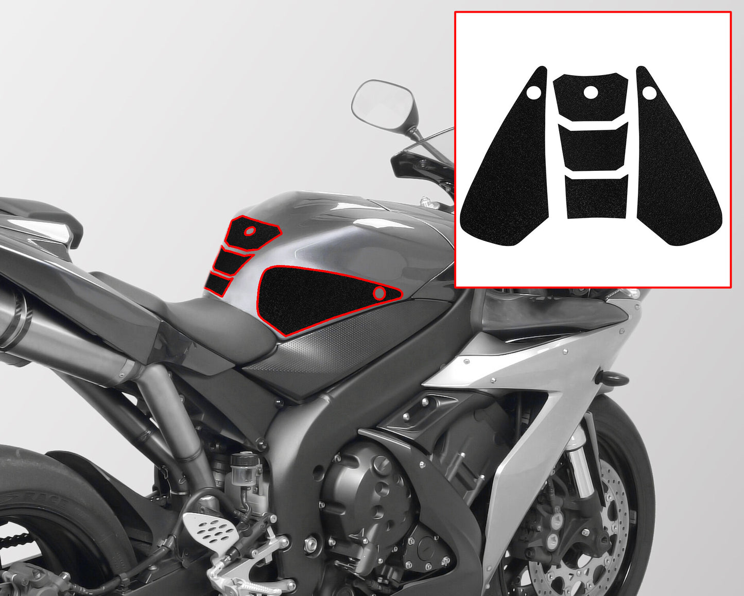 Wolfline Motorcycle Anti Slip Tank Pad Stickers Side Gas Tank Pad Knee Grip Decals Protection For Yamaha R1 2004 2005 2006