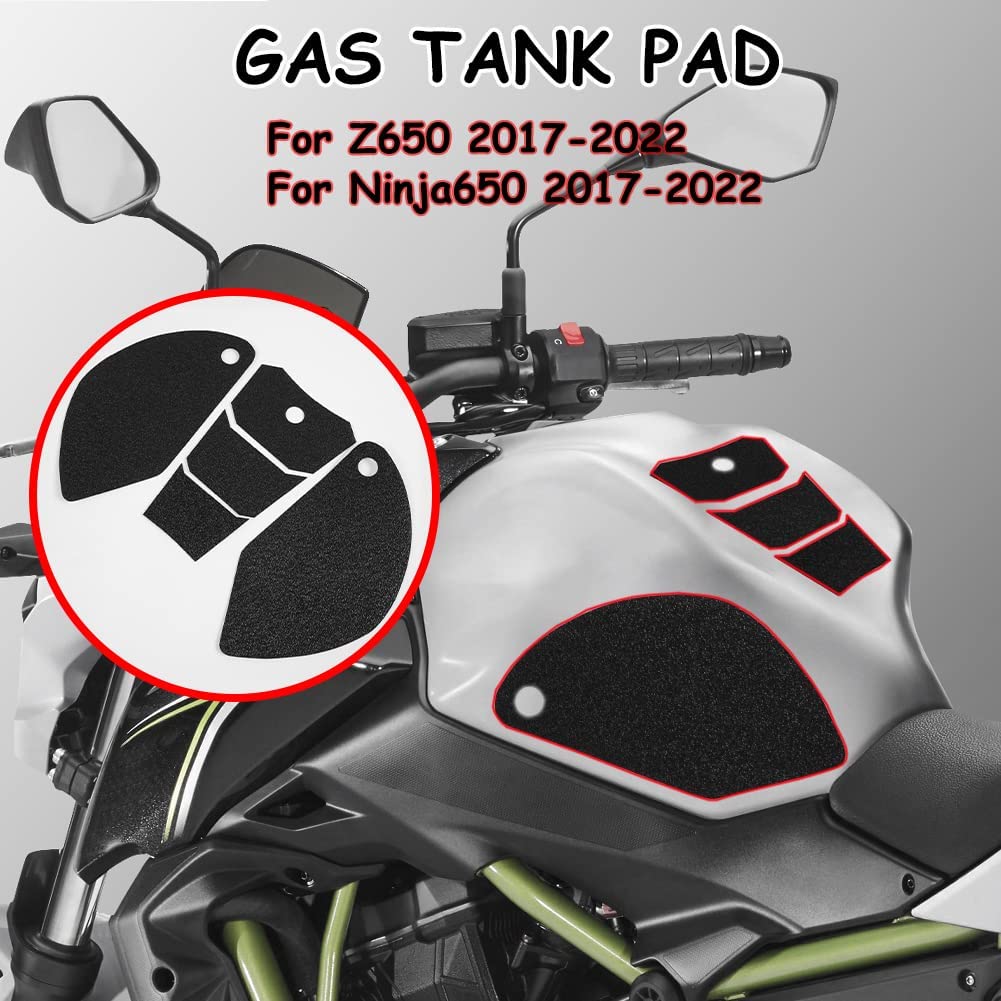 Wolfline Motorcycle Anti Slip Tank Pad Stickers Side Gas Tank Pad Knee Grip Decals Protection For Kawasaki Z650 Z 650 For Ninja650 Ninja 650 2017 2018 2019 2020 2021 2022