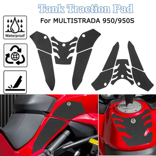 Wolfline Motorcycle Fuel Tank Protection Stickers Moto Anti Slip Rubber Fuel Gas Tank Pad Side Knee Decals For Ducati Multistrada 950 950S 2019 2020 2021 2022