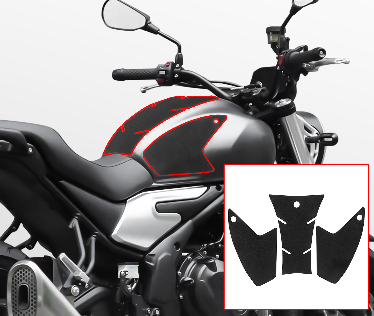 Wolfline Motorcycle Anti Slip Tank Pad Stickers Side Gas Tank Pad Knee Grip Decals Protection For VOGE 500AC 500 AC