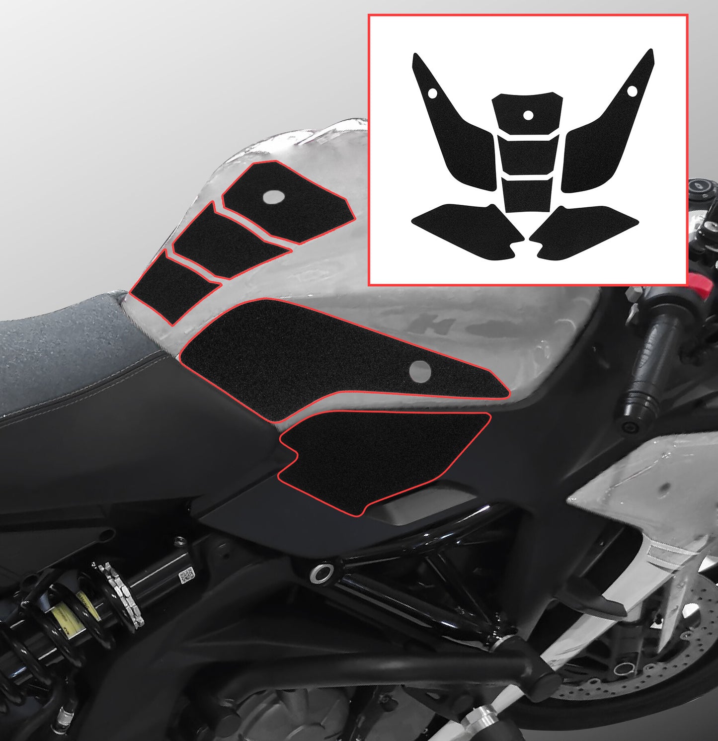 Wolfline Motorcycle Anti Slip Tank Pad Stickers Side Gas Tank Pad Knee Grip Decals Protection For QJMOTOR Race 600