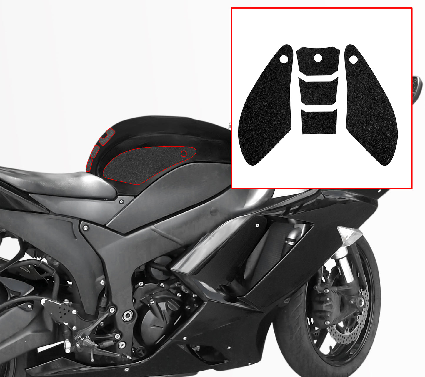 Wolfline Motorcycle Anti Slip Tank Pad Stickers Side Gas Tank Pad Knee Grip Decals Protection For Kawasaki ZX6R ZX 6R ZX6 R 2007 2008