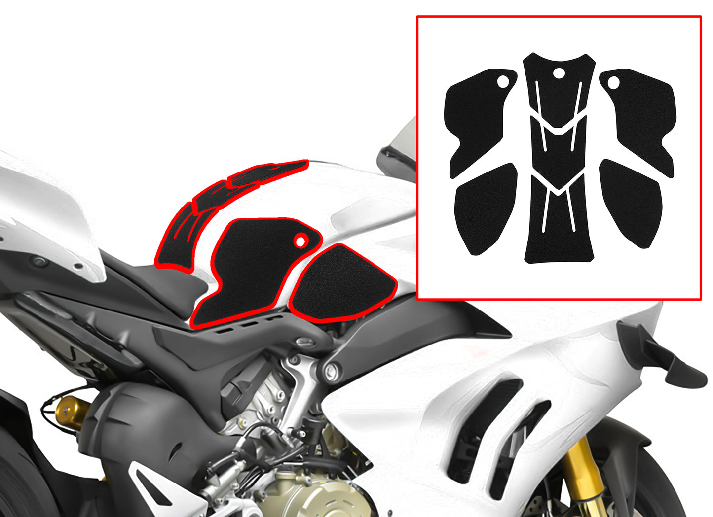 Wolfline Motorcycle Anti Slip Tank Pad Stickers Side Gas Tank Pad Knee Grip Decals Protection For Ducati V4 V4S V4R 2017 2018 2019 2020