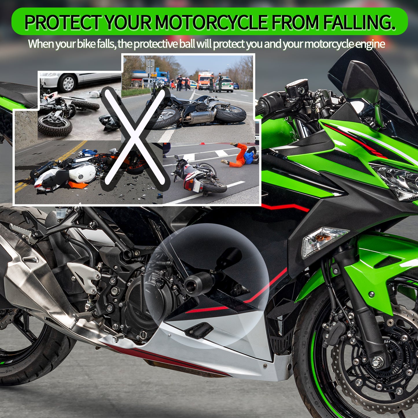 Motorcycle Accessories Frame Slider Crash Protector Falling Protection For Kawasaki Ninja400 2018 2019 2020 2021 2022 Black